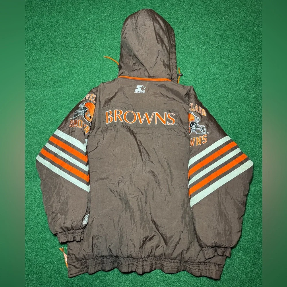 Vintage Cleveland Browns Starter 90s Retro NFL Pro Line L Full Zip Puffer Jacket